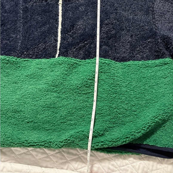 Sincerely Jules for Bandier Navy and Green Cropped Half Zip Sherpa Pullover - Picture 8 of 9